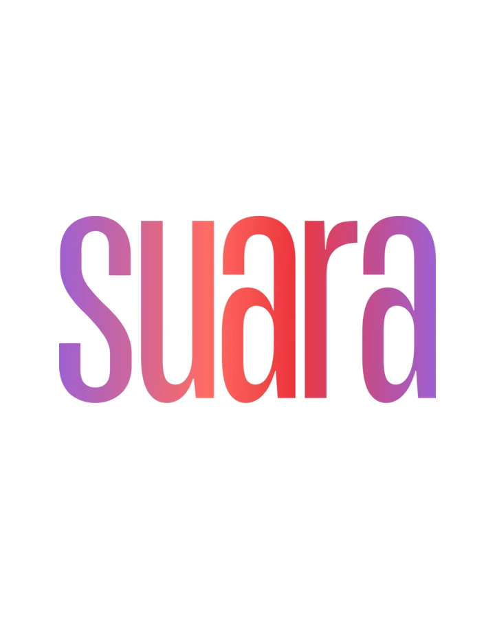 Suara gradient wordmark on white